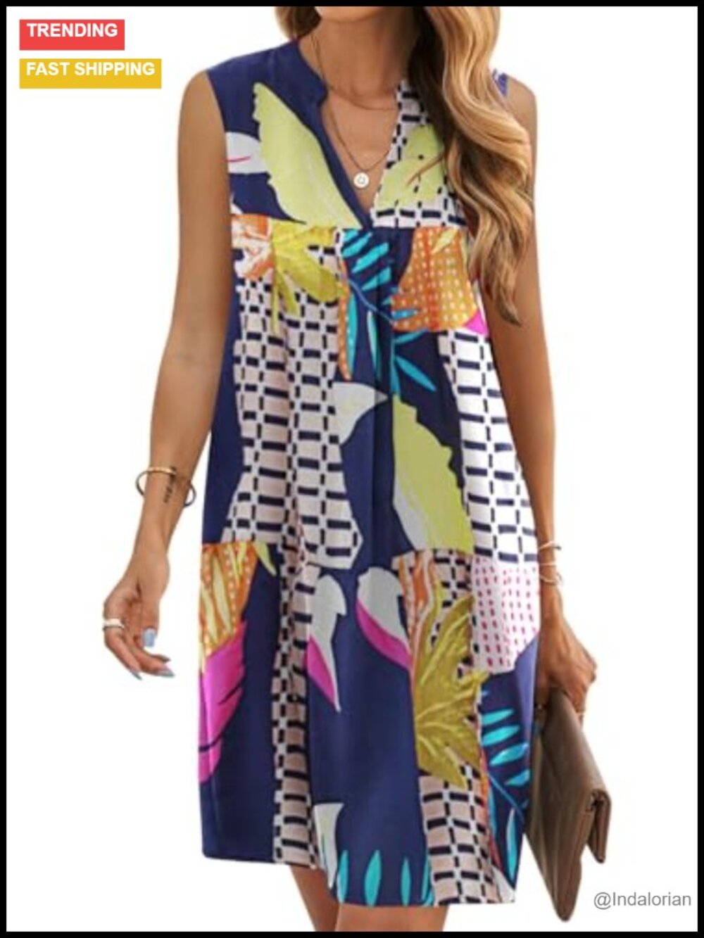 Sleeveless Shift Dress for Women 2026 V-Neck Casual Summer